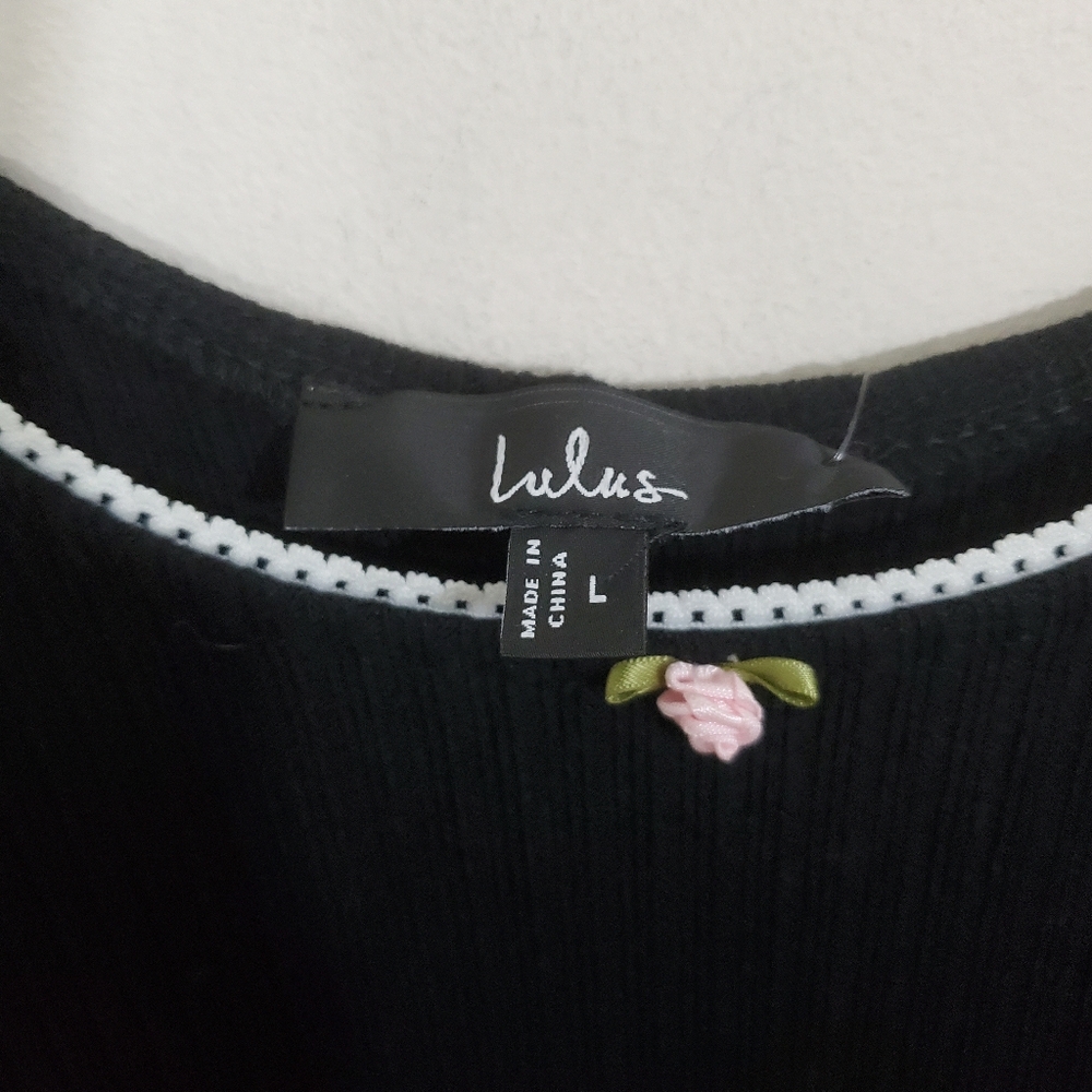 NWT Lulus Certainly Darling Black Ribbed Long Sleeve Bodycon Midi Dress Large - Picture 8 of 14
